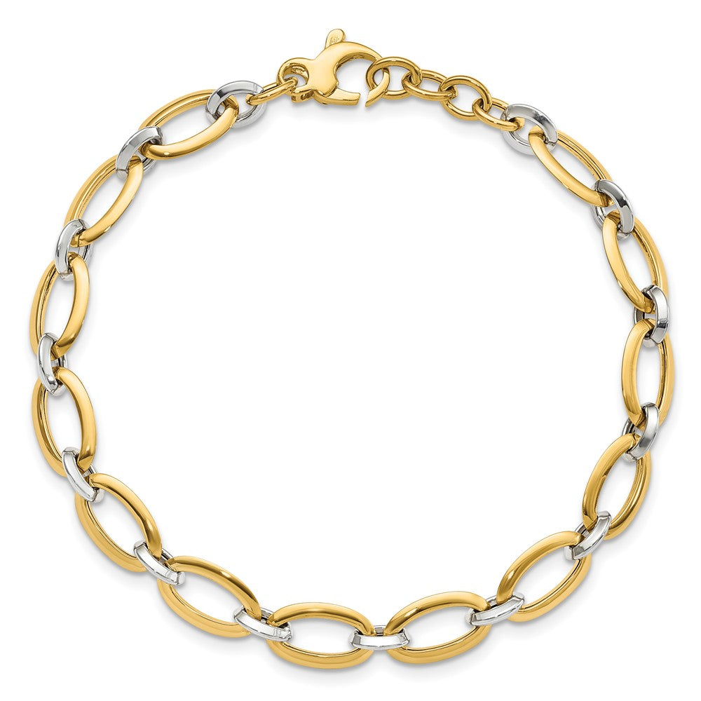 14K Two-tone Polished with .5in ext. Bracelet