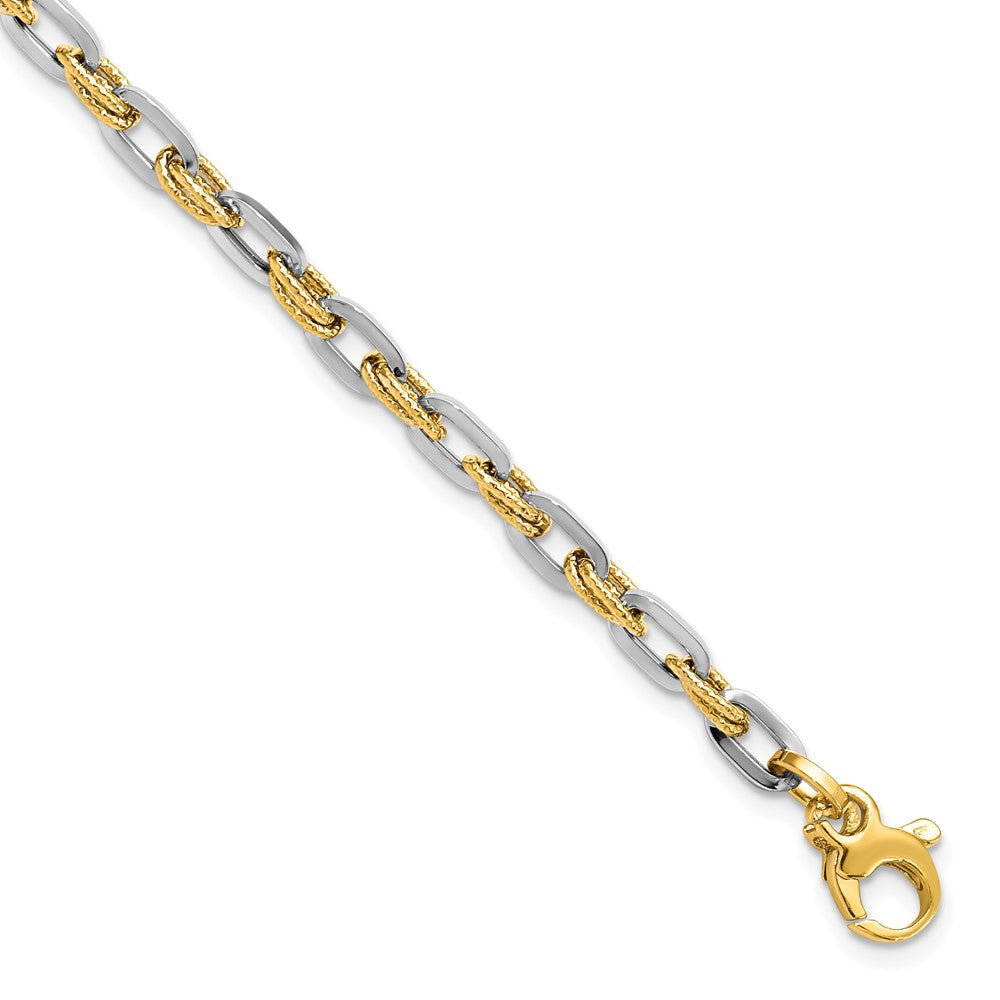 14K Two-tone Polished Diamond-cut Bracelet