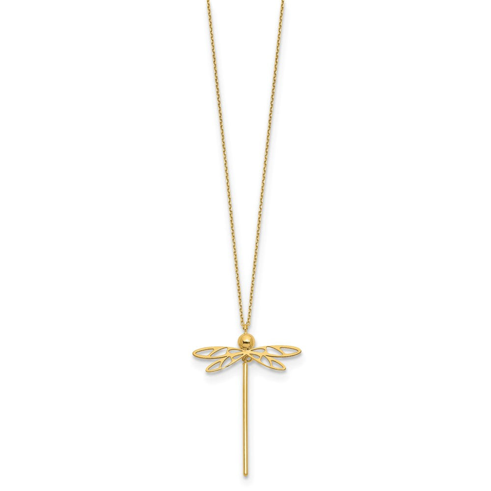 14K Polished Dragonfly with 2 in ext. Necklace