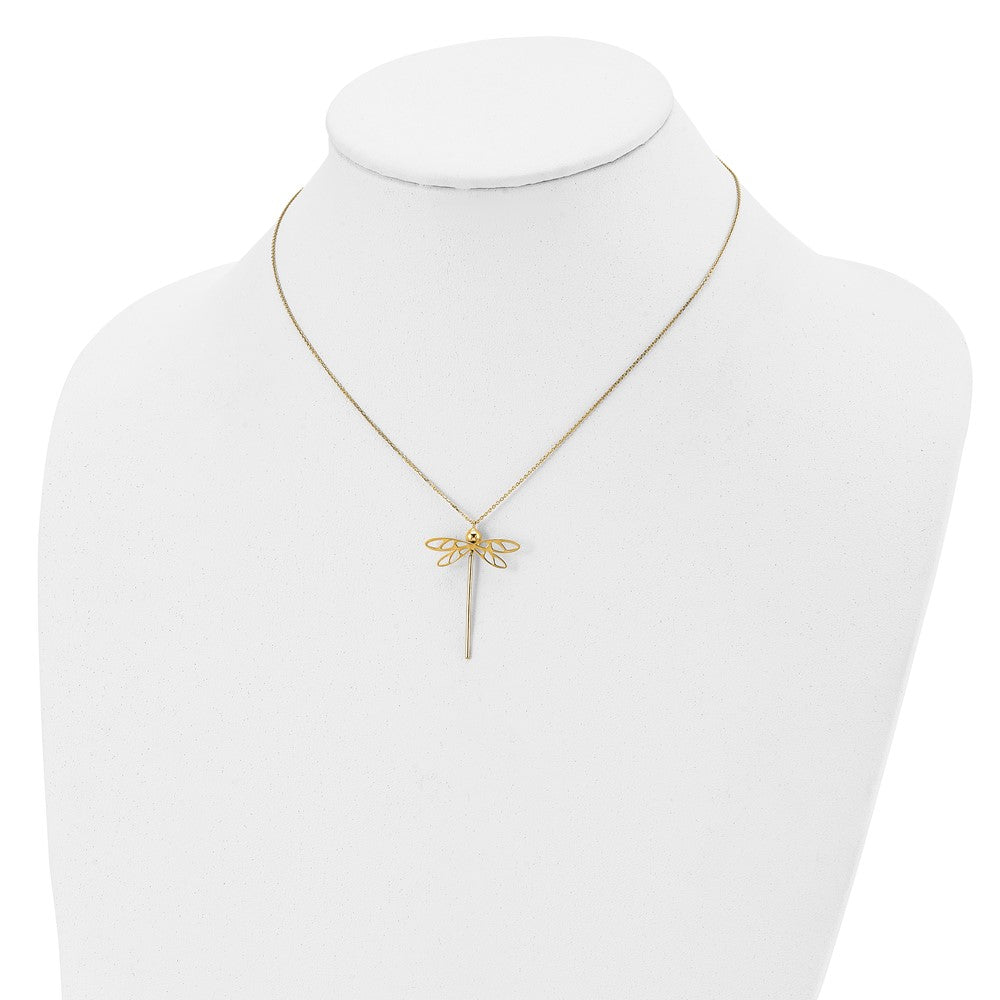 14K Polished Dragonfly with 2 in ext. Necklace