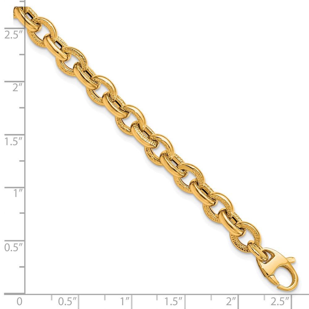 14K Polished and Textured Link Bracelet