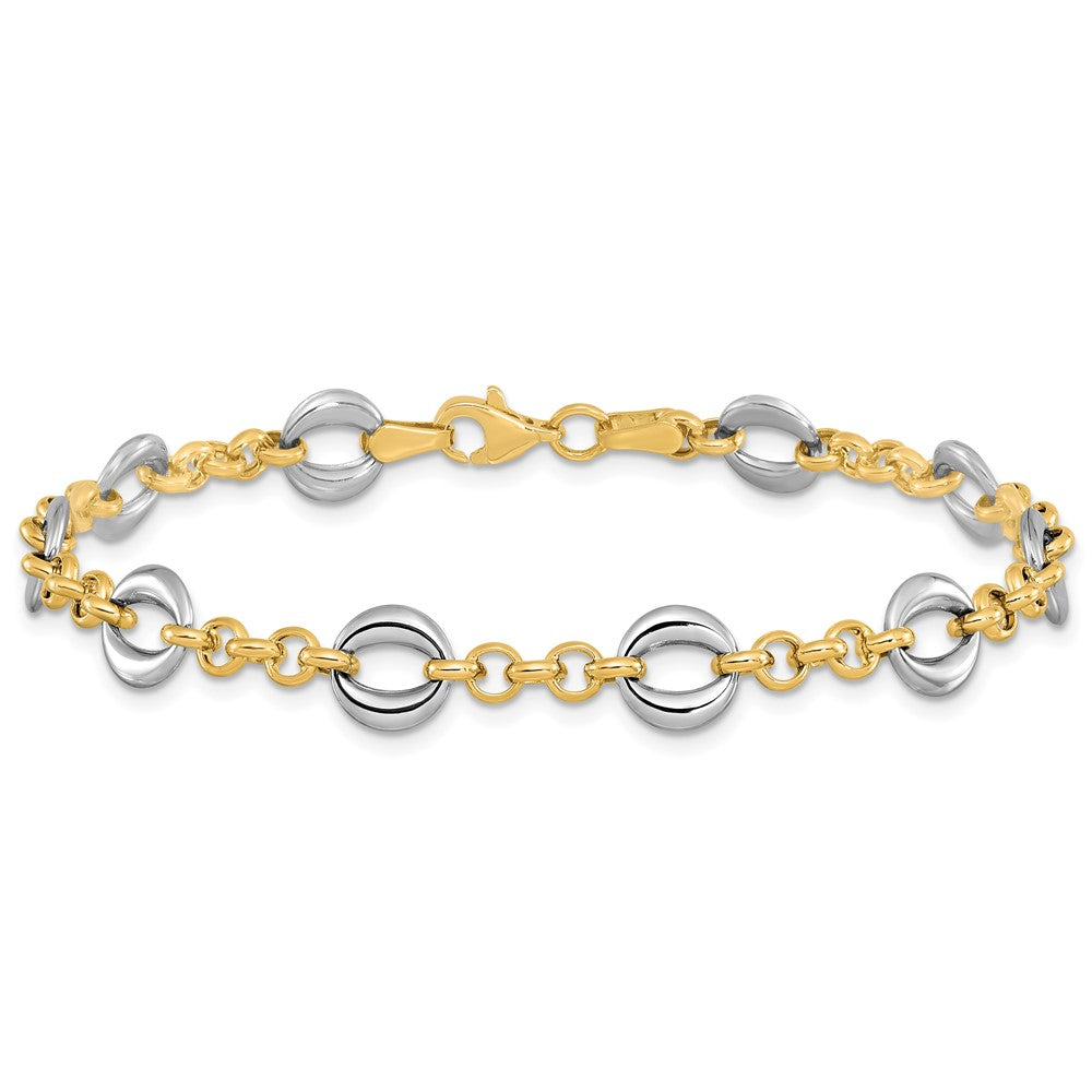 14K Two-tone Polished Fancy Link Bracelet