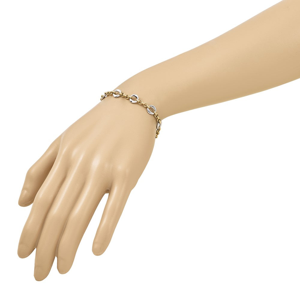 14K Two-tone Polished Fancy Link Bracelet