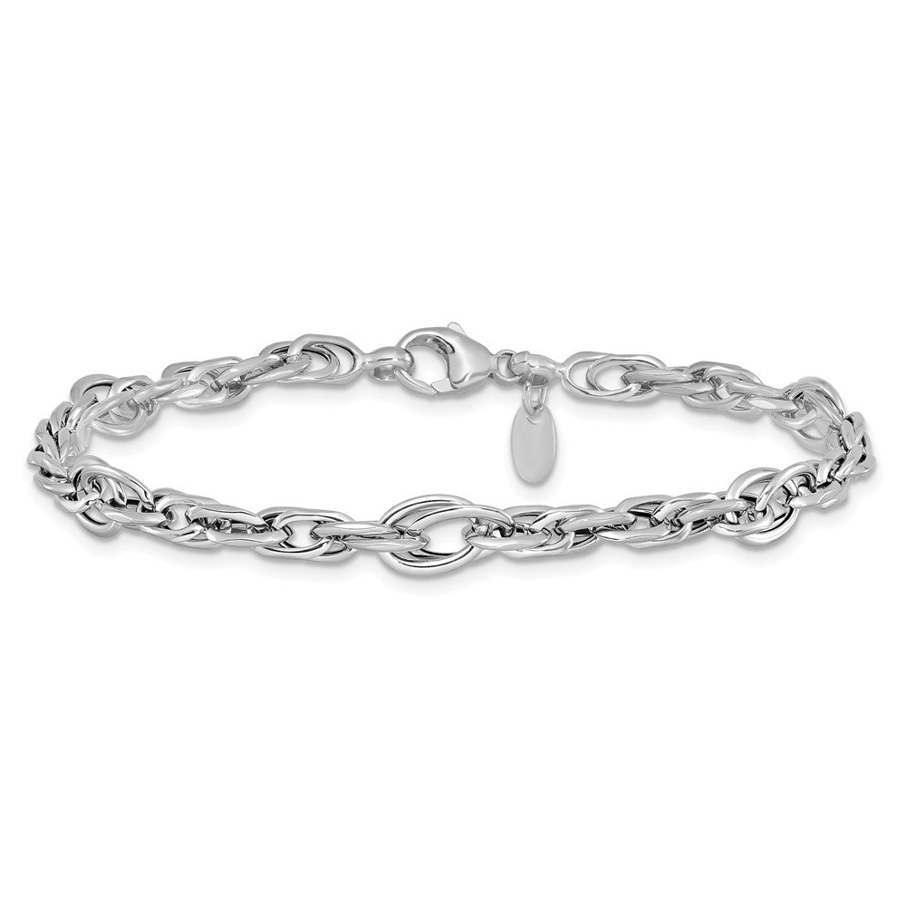 14K White Gold Polished Link Bracelet
