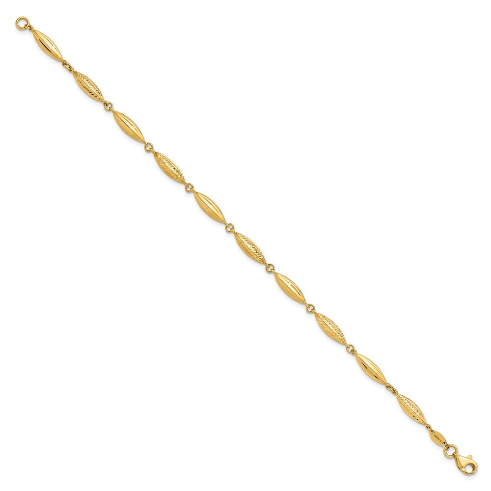 14K Polished Diamond-cut Fancy Link Bracelet