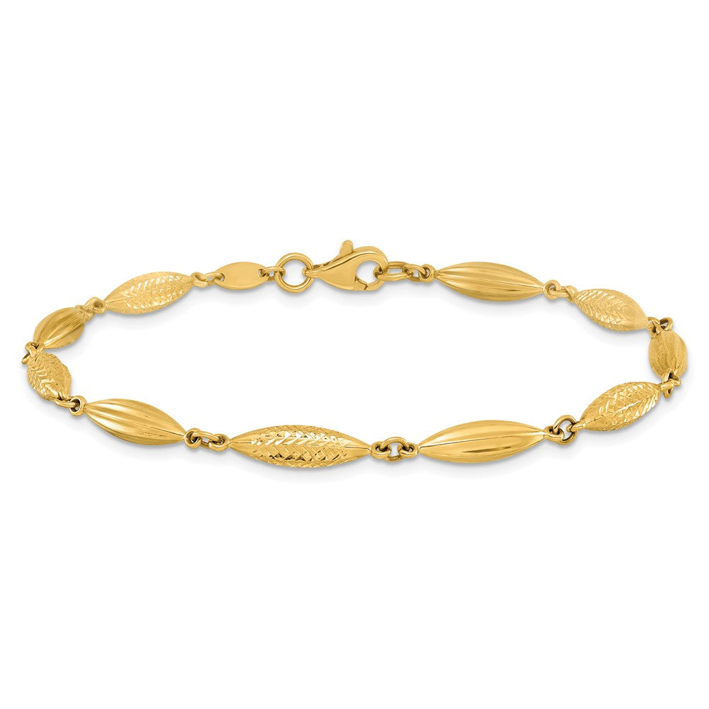 14K Polished Diamond-cut Fancy Link Bracelet