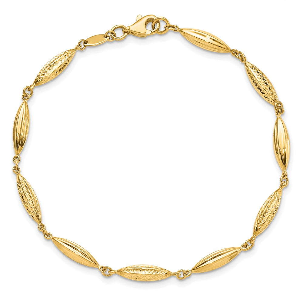 14K Polished Diamond-cut Fancy Link Bracelet