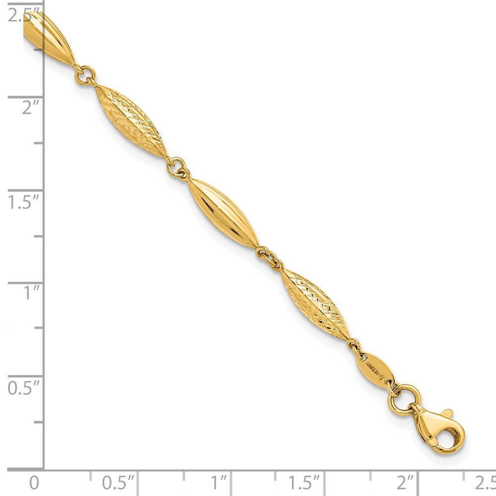 14K Polished Diamond-cut Fancy Link Bracelet