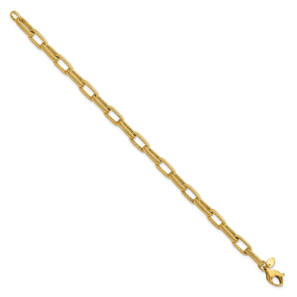 14K Polished Textured Fancy Link Bracelet