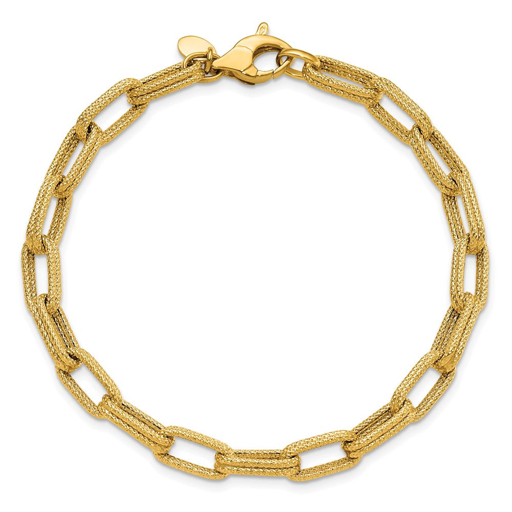 14K Polished Textured Fancy Link Bracelet