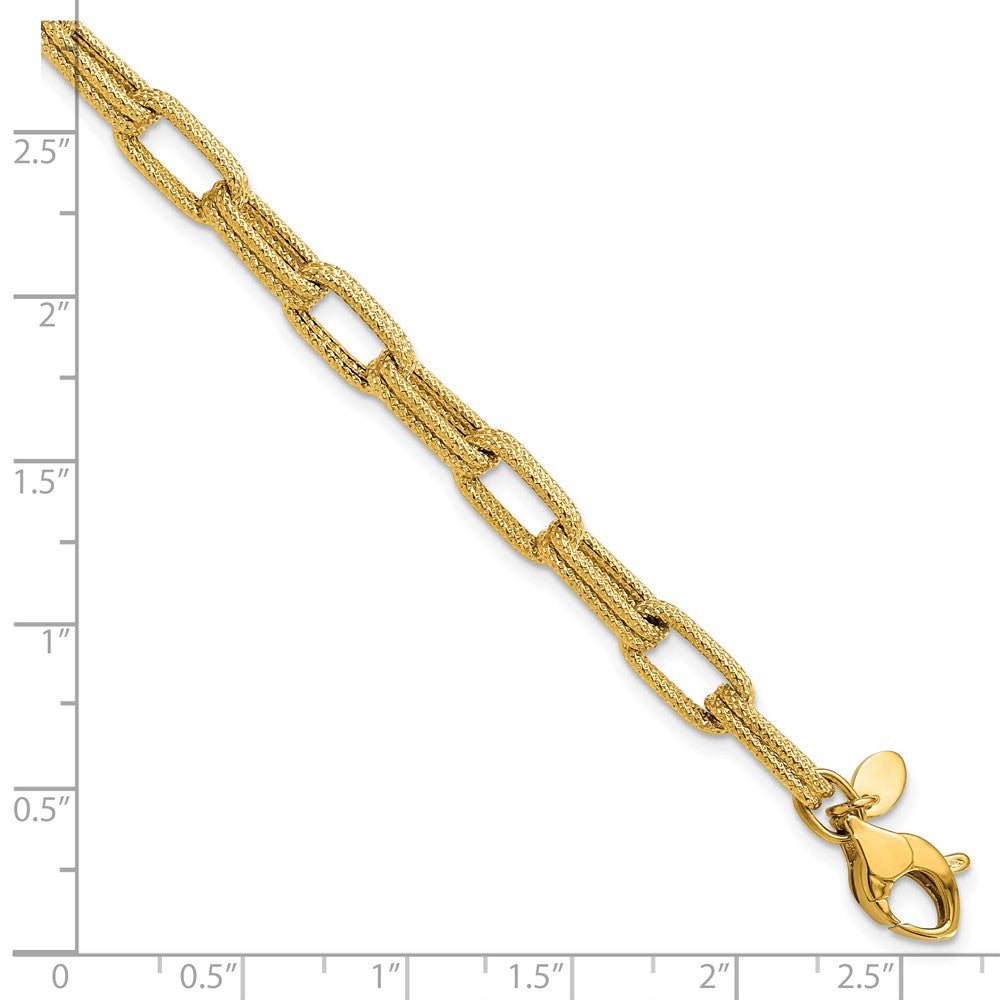 14K Polished Textured Fancy Link Bracelet
