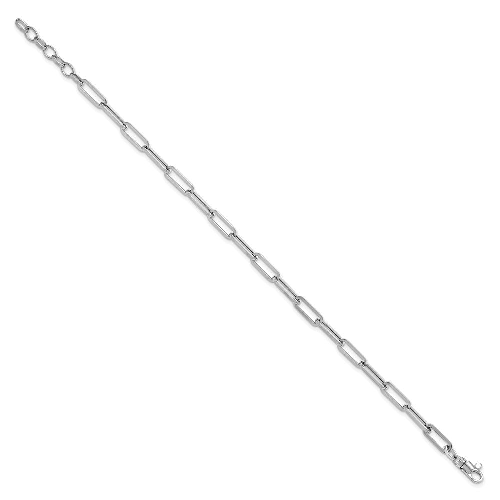 14K White Gold Polished Fancy Link with 1in ext Bracelet