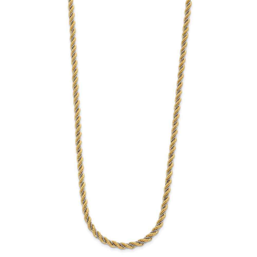 14K Two-tone Polished Textured Rope Necklace