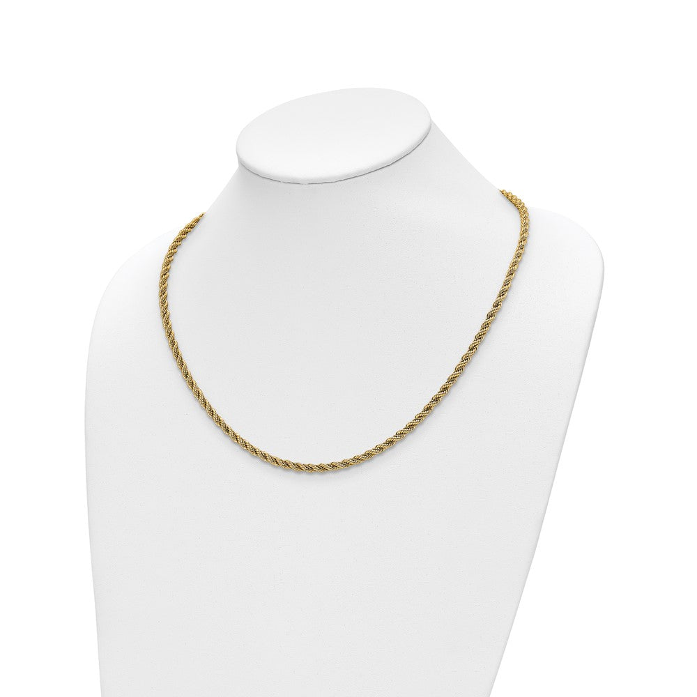 14K Two-tone Polished Textured Rope Necklace