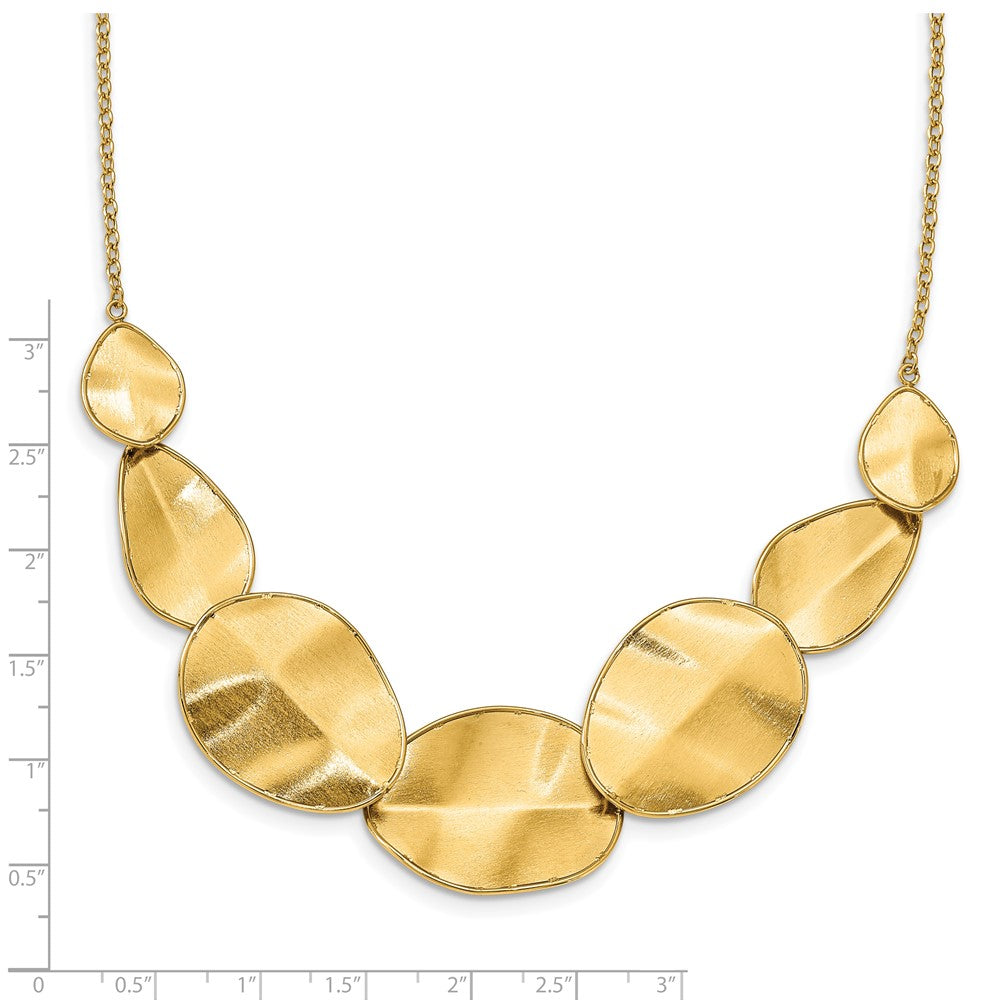 14K Polished Textured with 2in ext Necklace