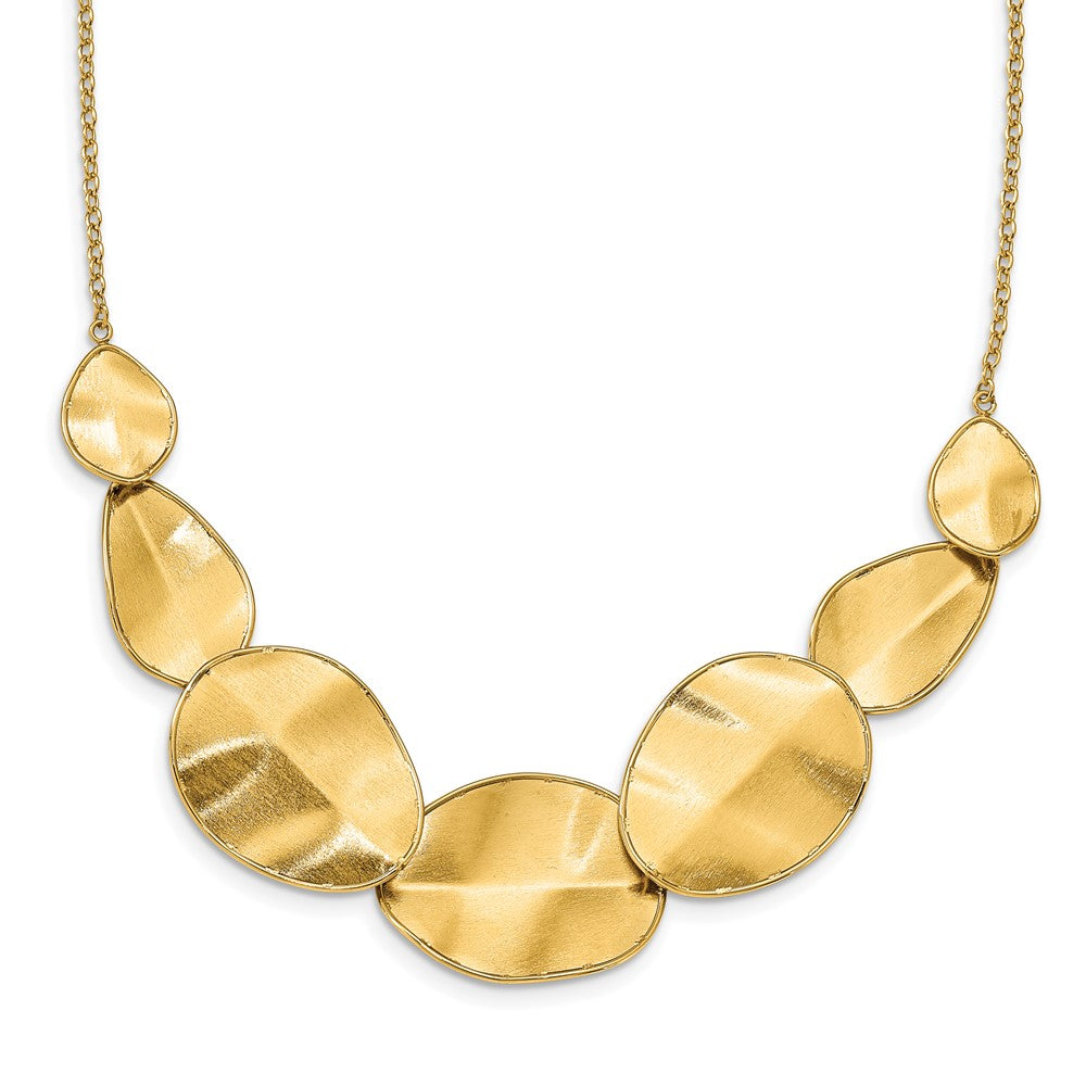 14K Polished Textured with 2in ext Necklace