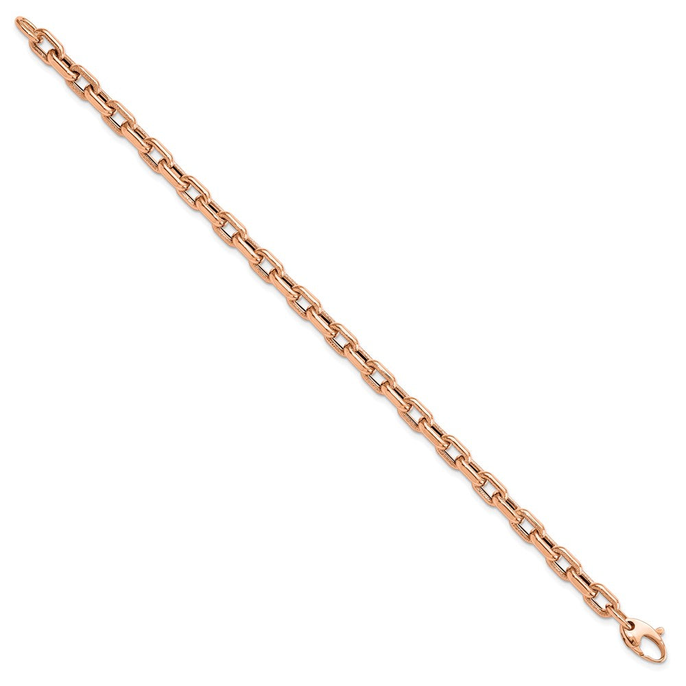 14K Rose Gold Polished and Textured Fancy Link Bracelet