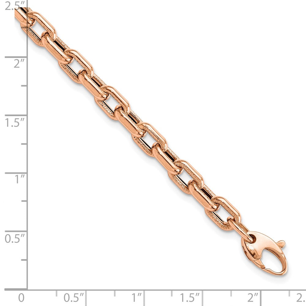 14K Rose Gold Polished and Textured Fancy Link Bracelet