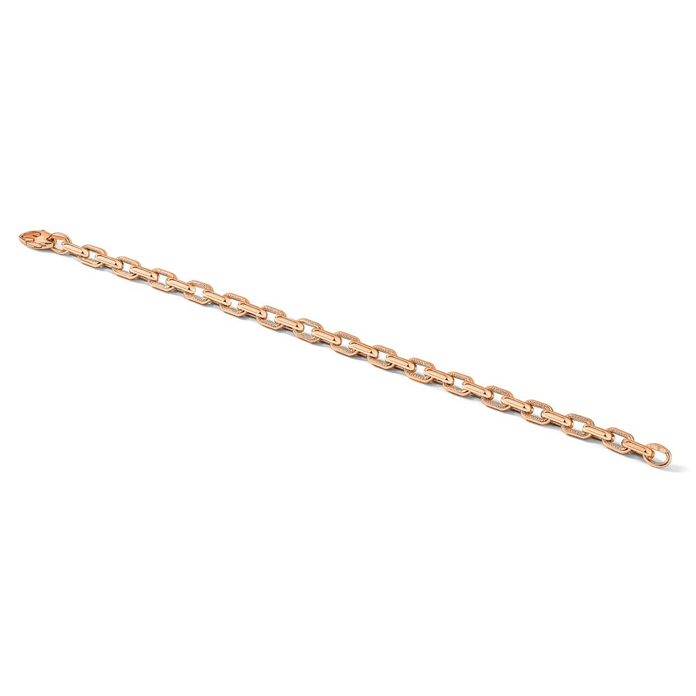 14K Rose Gold Polished and Textured Fancy Link Bracelet