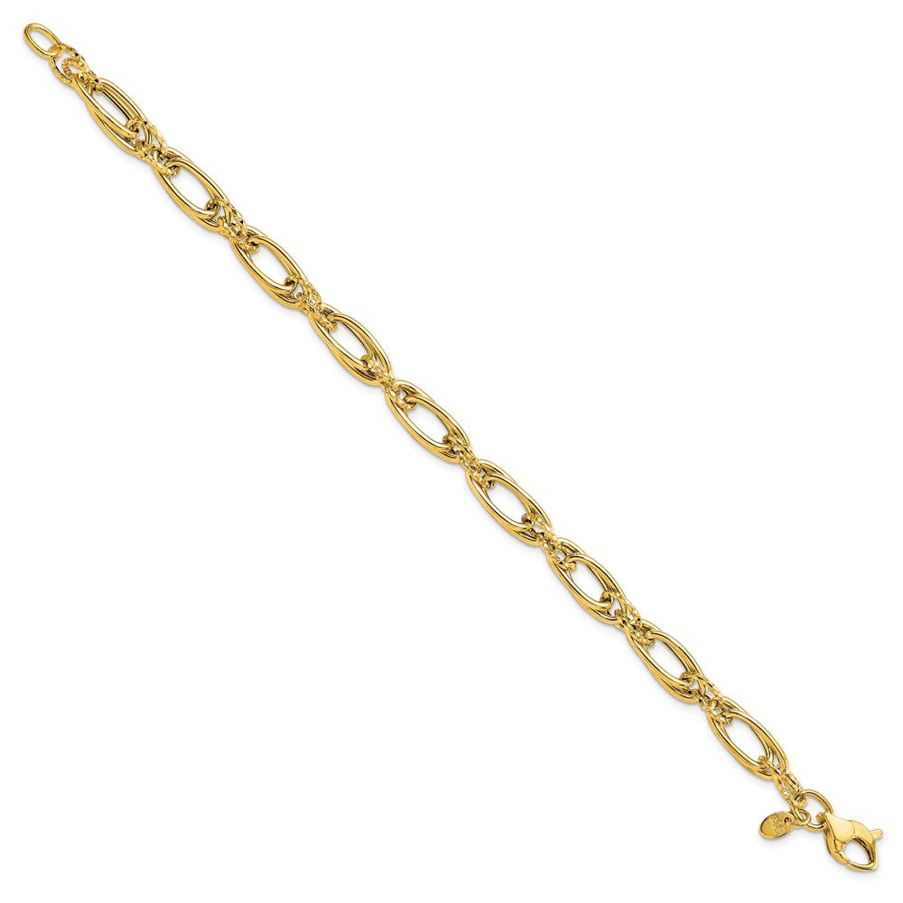 14K Polished Diamond-cut Fancy Link Bracelet