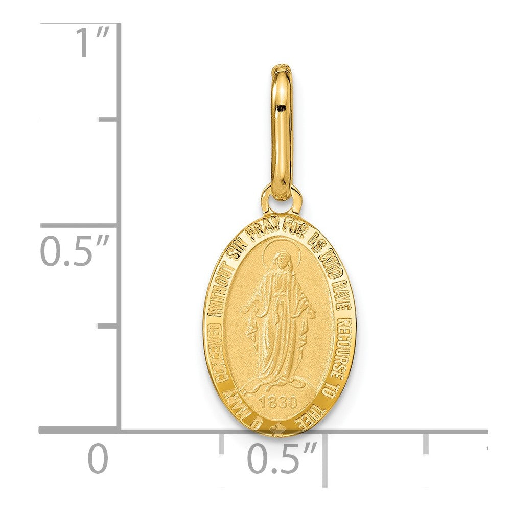 14K Polished and Matte Oval Miraculous Medal