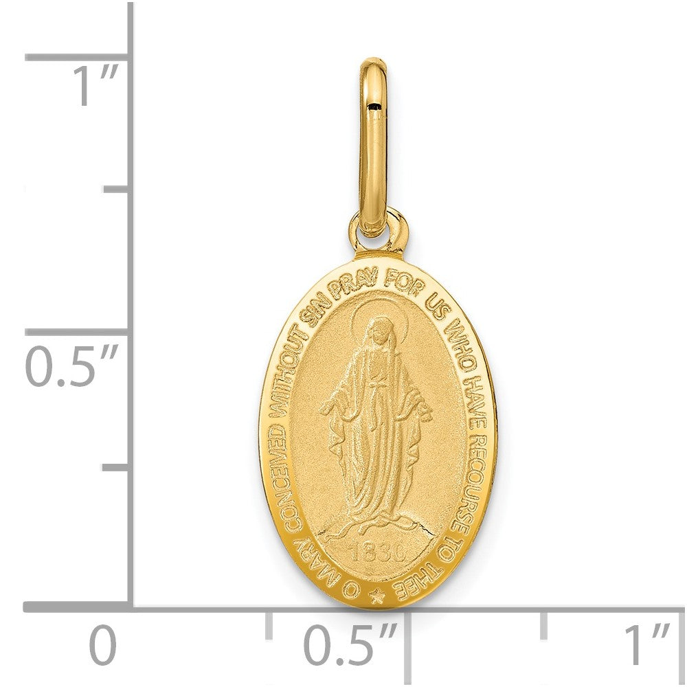 14K Polished and Matte Oval Miraculous Medal