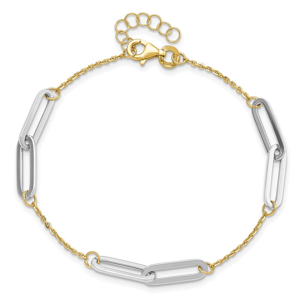 14K Two-tone Polished with 1in ext. Bracelet