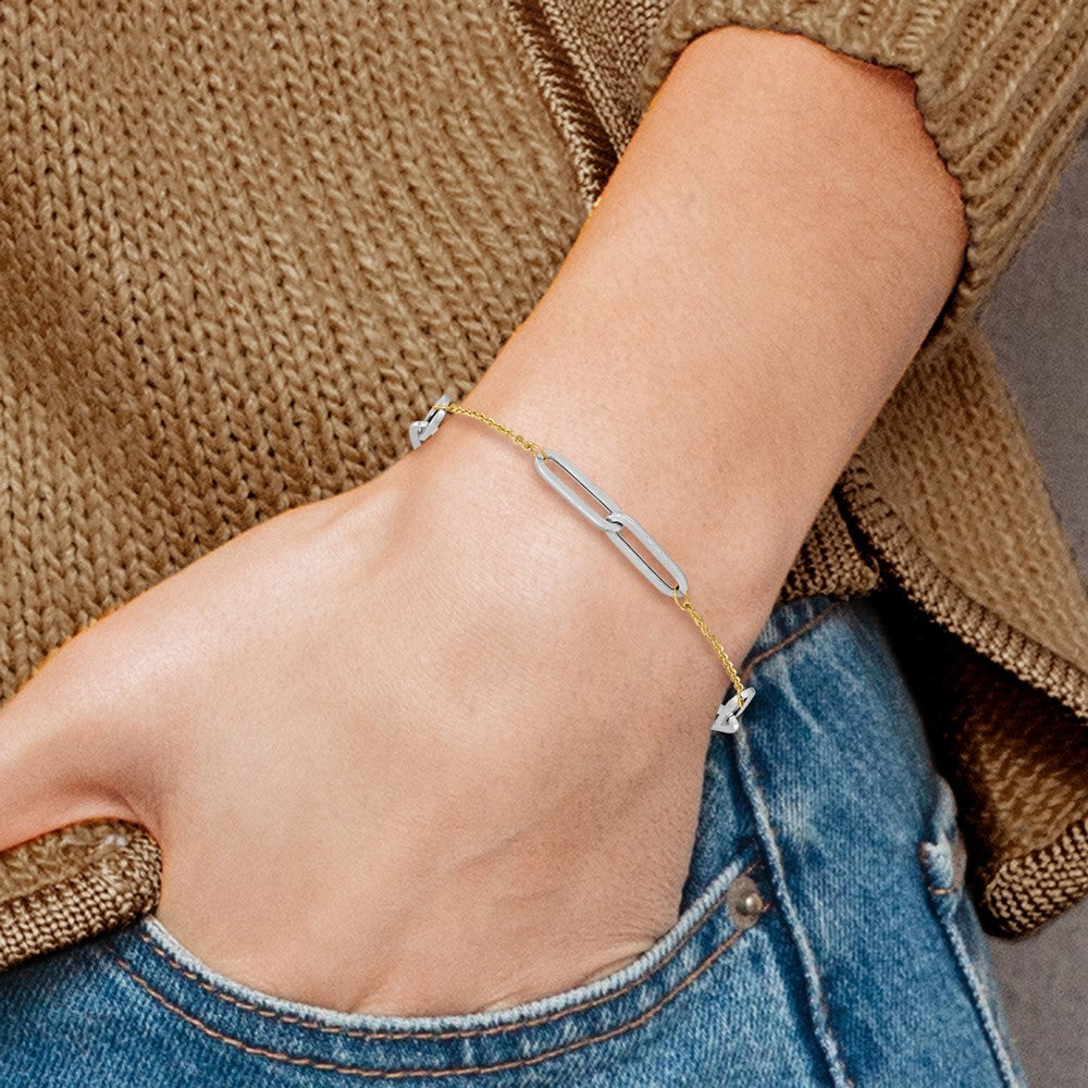 14K Two-tone Polished with 1in ext. Bracelet