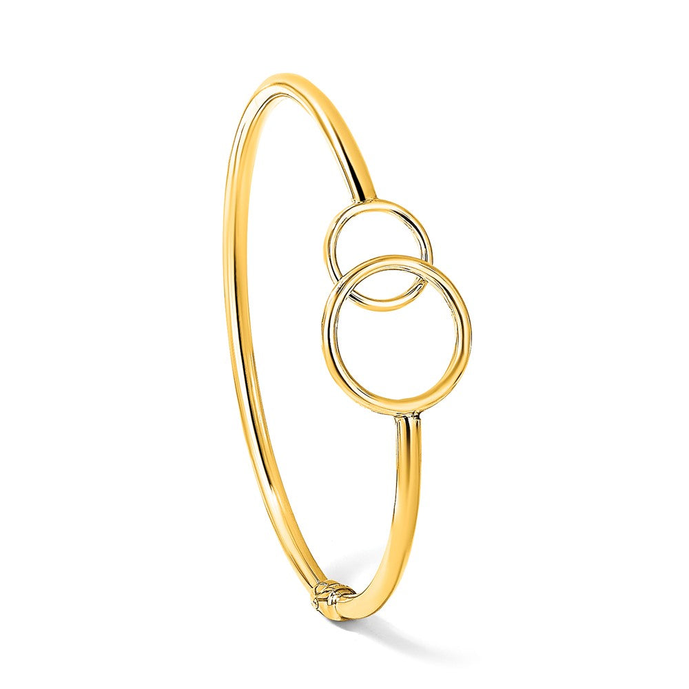 14K Polished Double Circled Hinged Bangle