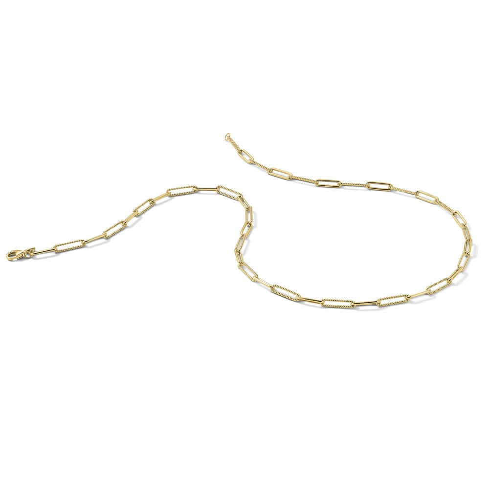 14K Polished and Textured Paperclip Link Necklace