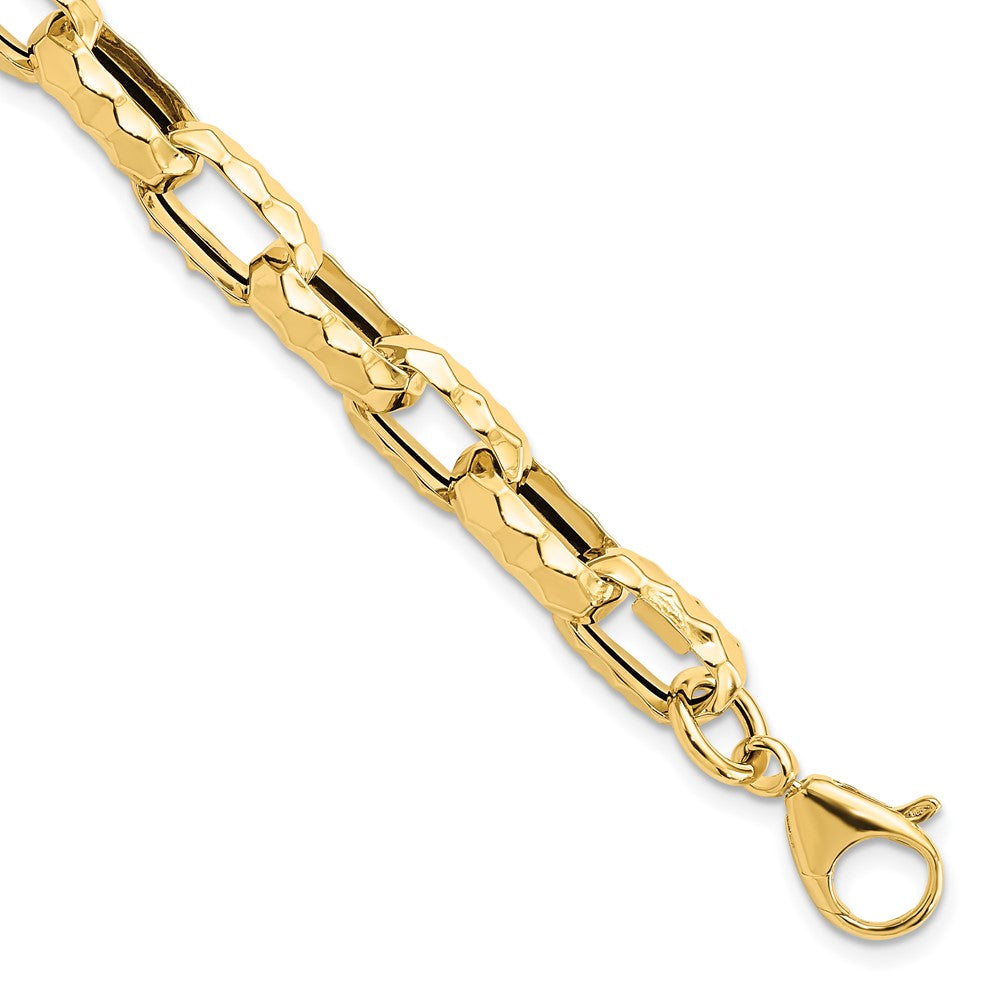 14K Polished Hammered Link Bracelet