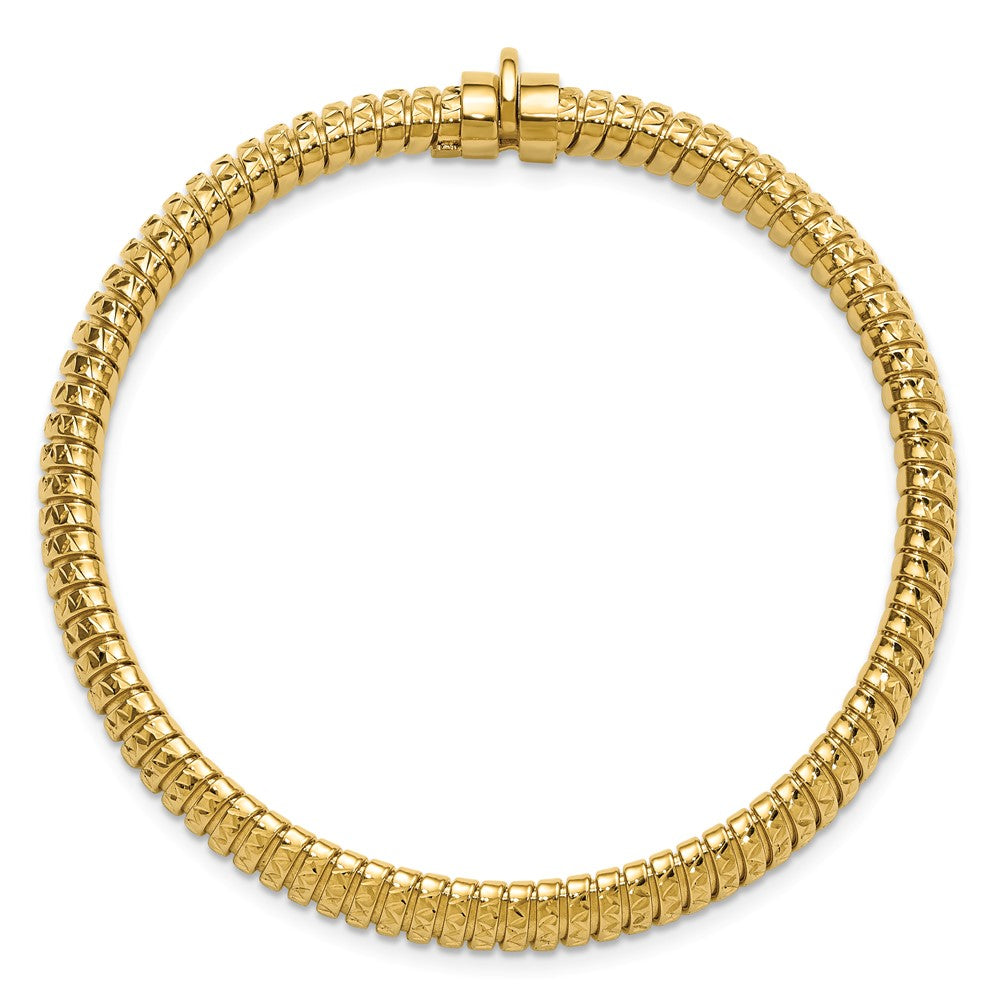 14K Polished and Diamond-cut Domed Bracelet