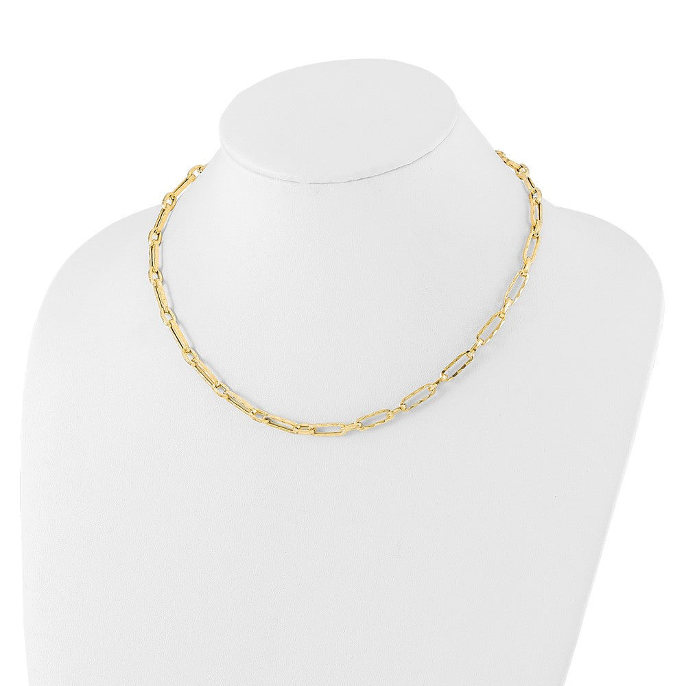 14K Polished and Textured Fancy Link Necklace