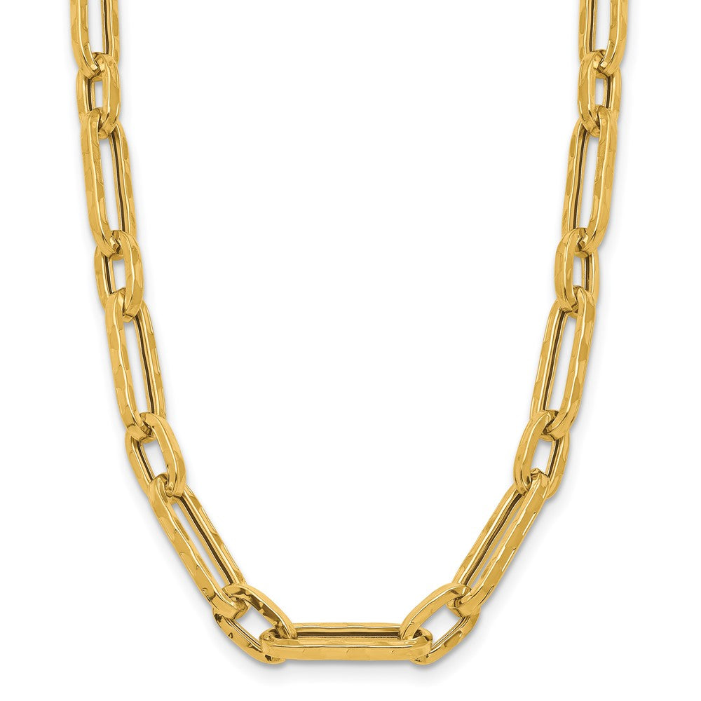 14K Polished and Textured Fancy Link Necklace