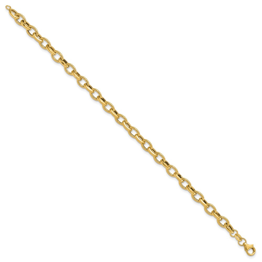 14K Polished and Textured Fancy Link Bracelet