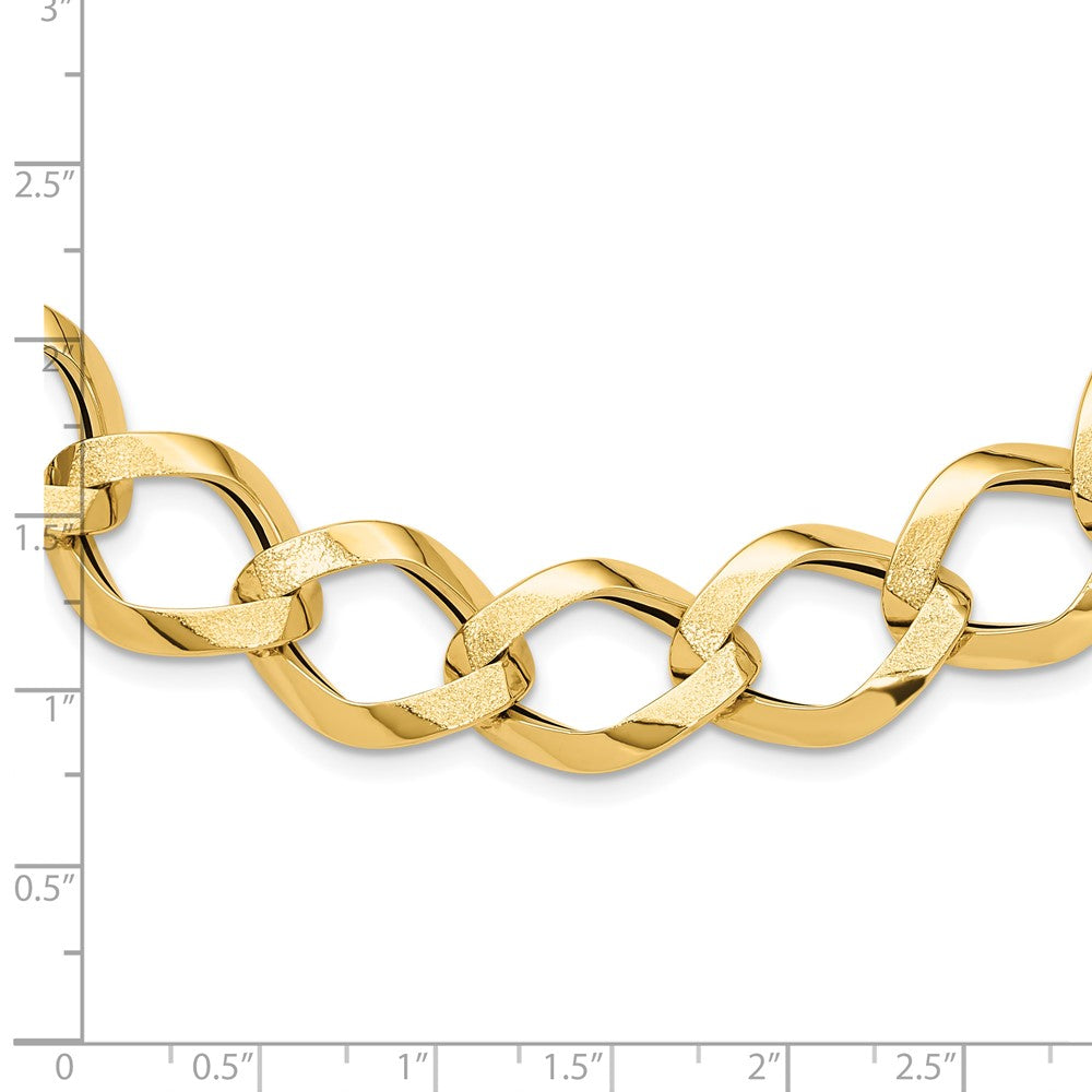 14K Polished Brushed Lightweight Fancy Link Necklace
