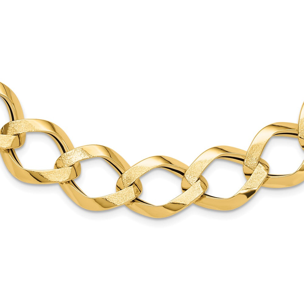 14K Polished Brushed Lightweight Fancy Link Necklace