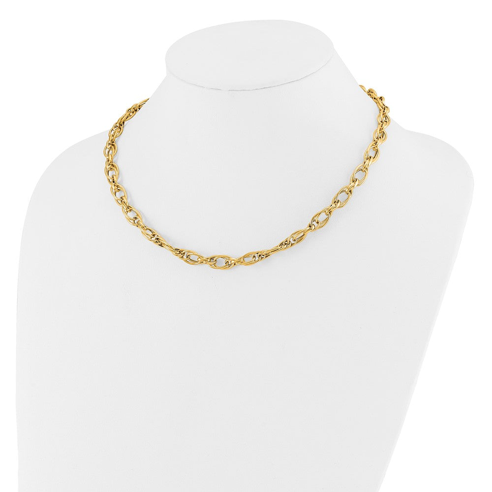 14K Polished Fancy Oval Link Necklace