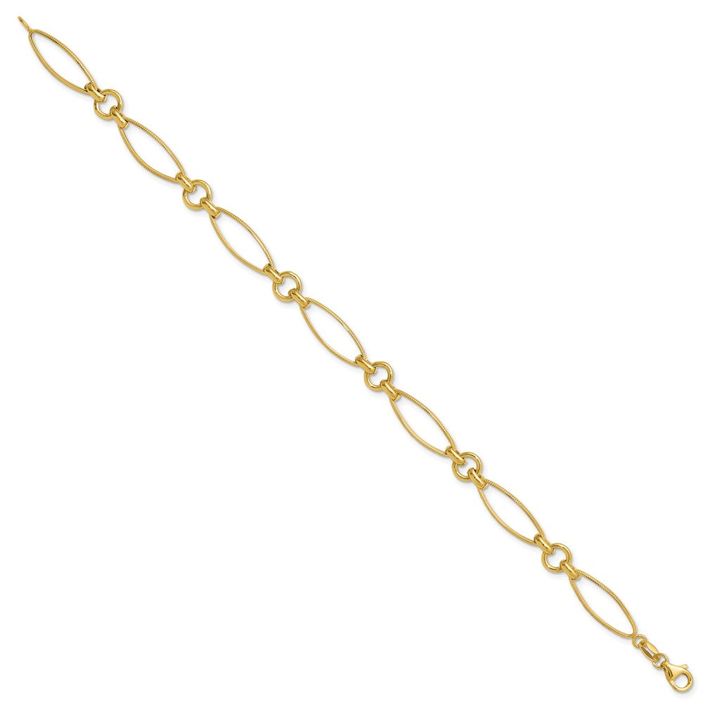 14K Polished and Diamond-cut Fancy Link 8.5in Bracelet