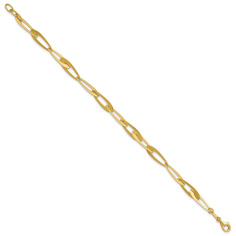 14K Polished Fancy Link with .25in ext. Bracelet