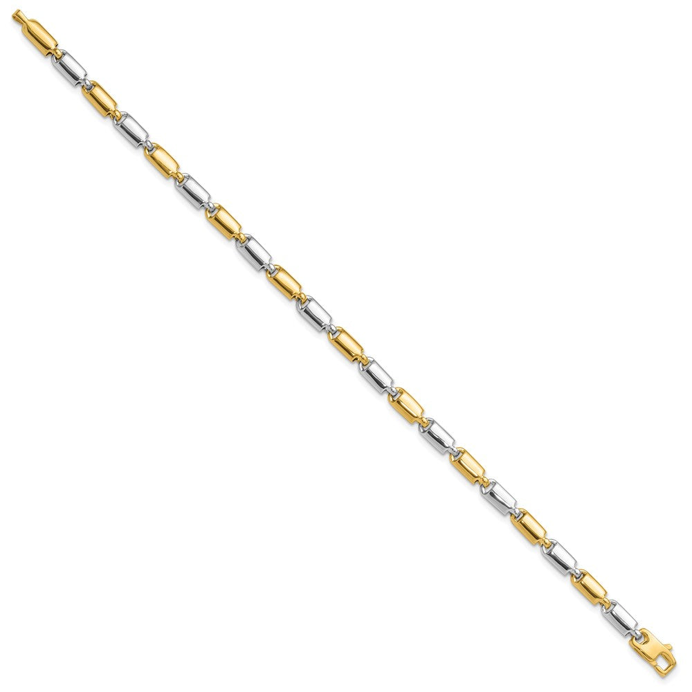 14K Two-tone Polished Fancy Rectangular Link Bracelet