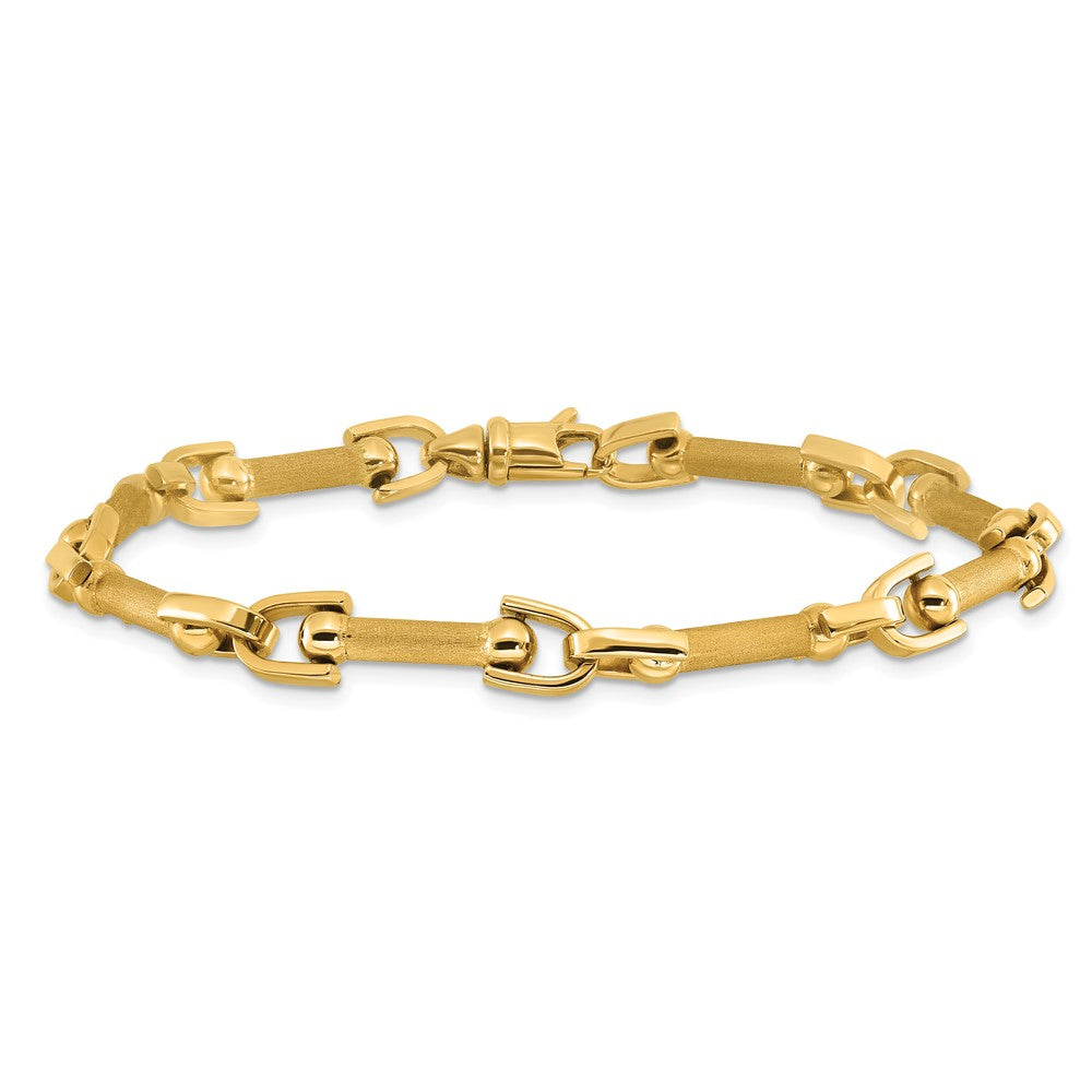 14K Polished and Satin Fancy Link Bracelet