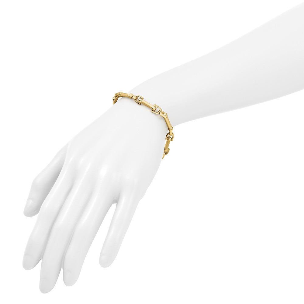 14K Polished and Satin Fancy Link Bracelet