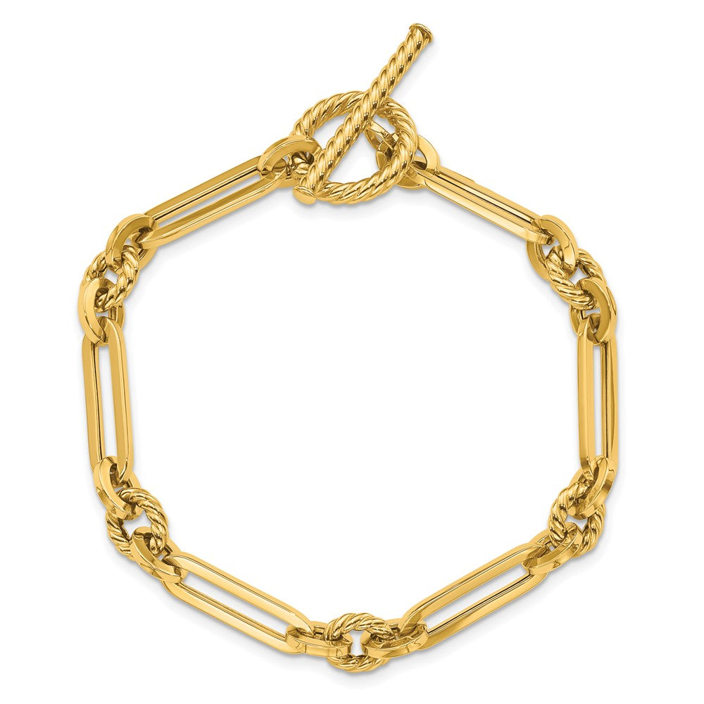14K Polished Fancy Link Toggle Bracelet