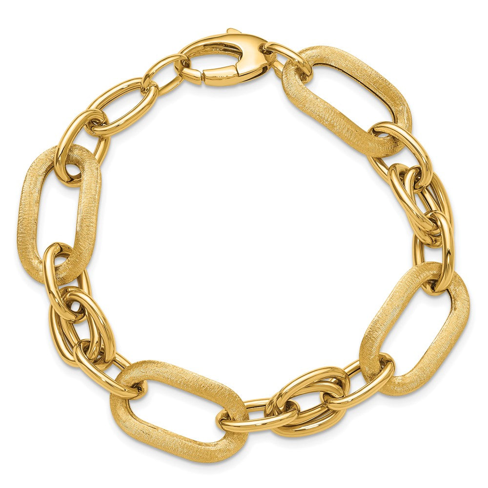 14K Polished and Satin Fancy Link Bracelet