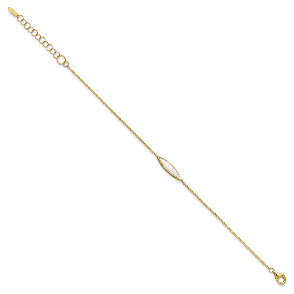 14K Polished Mother of Pearl with 1in ext. Bracelet