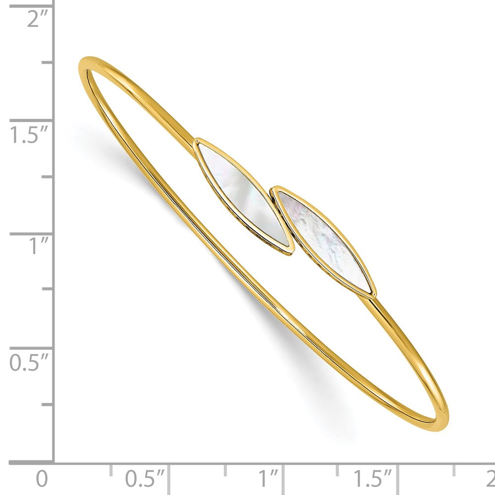 14K Polished Mother of Pearl Bypass Flexible Bangle