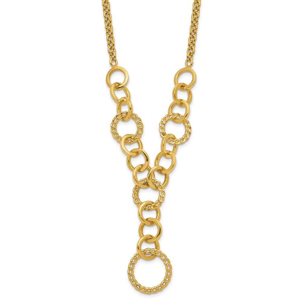 14K Polished Circles Y-Drop with 1in ext. Necklace