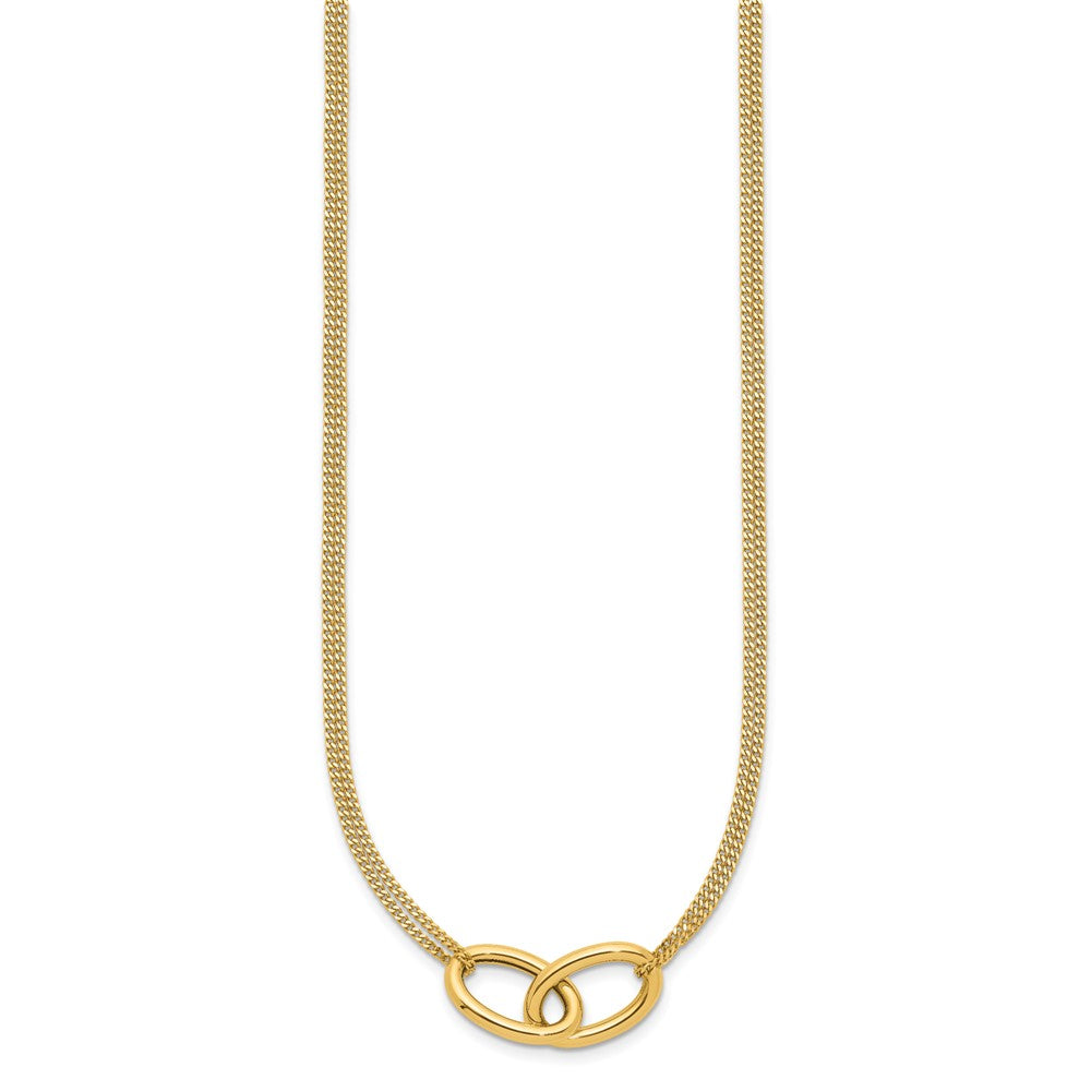 14K Polished intertwined Ovals 2-Strand with 1in ext. Necklace