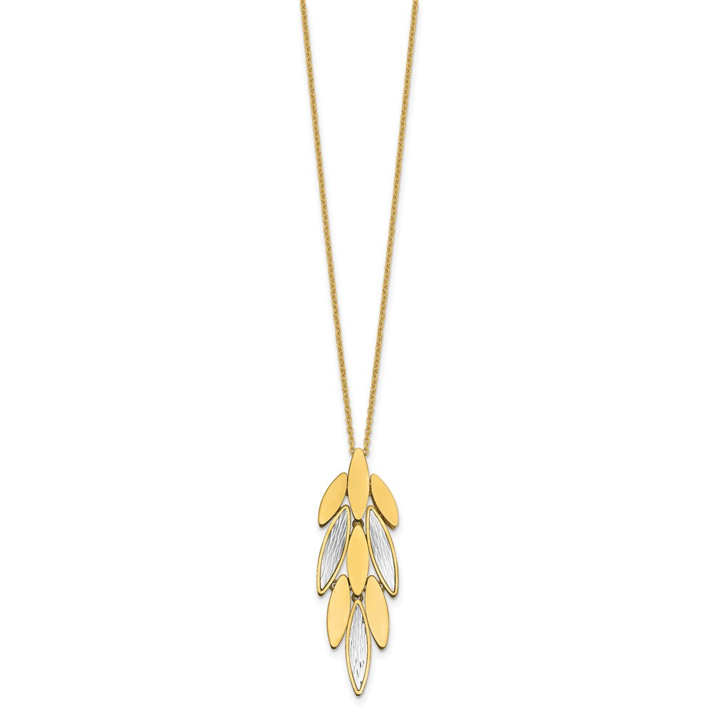 14K Two-tone Polished/Dia-cut Fancy with 1in ext. Necklace